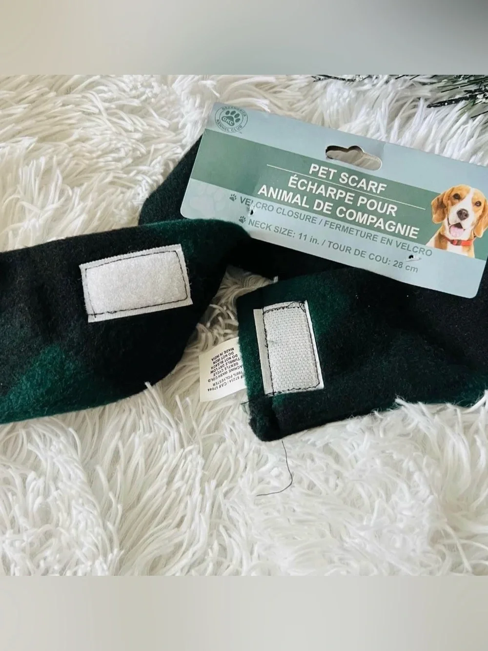 🐶 Greenbrier Kennel Club Green & Black Holiday Velcro Closure 11” Pet Scarf